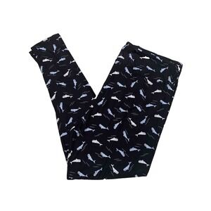 LuLaRoe Girls Kids Leggings Black Blue White Whales Ocean Sizes 8-14 L/XL NWT